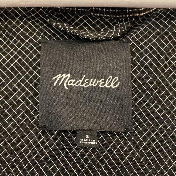 Madewell Long Robe Jacket in Grid Pattern Open Front Pockets Linen Small - Picture 10 of 12